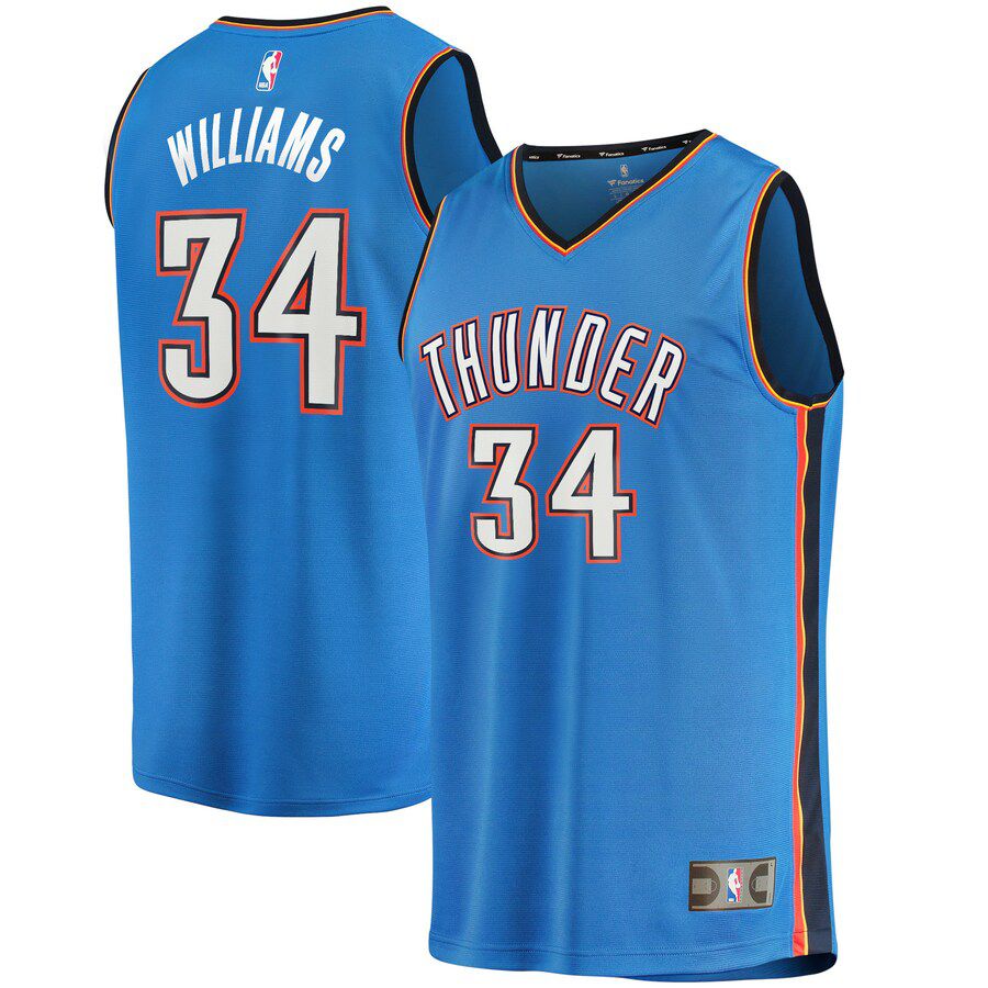 Men Oklahoma City Thunder 34 Kenrich Williams Fanatics Branded Blue 2021-22 Fast Break Replica NBA Jersey